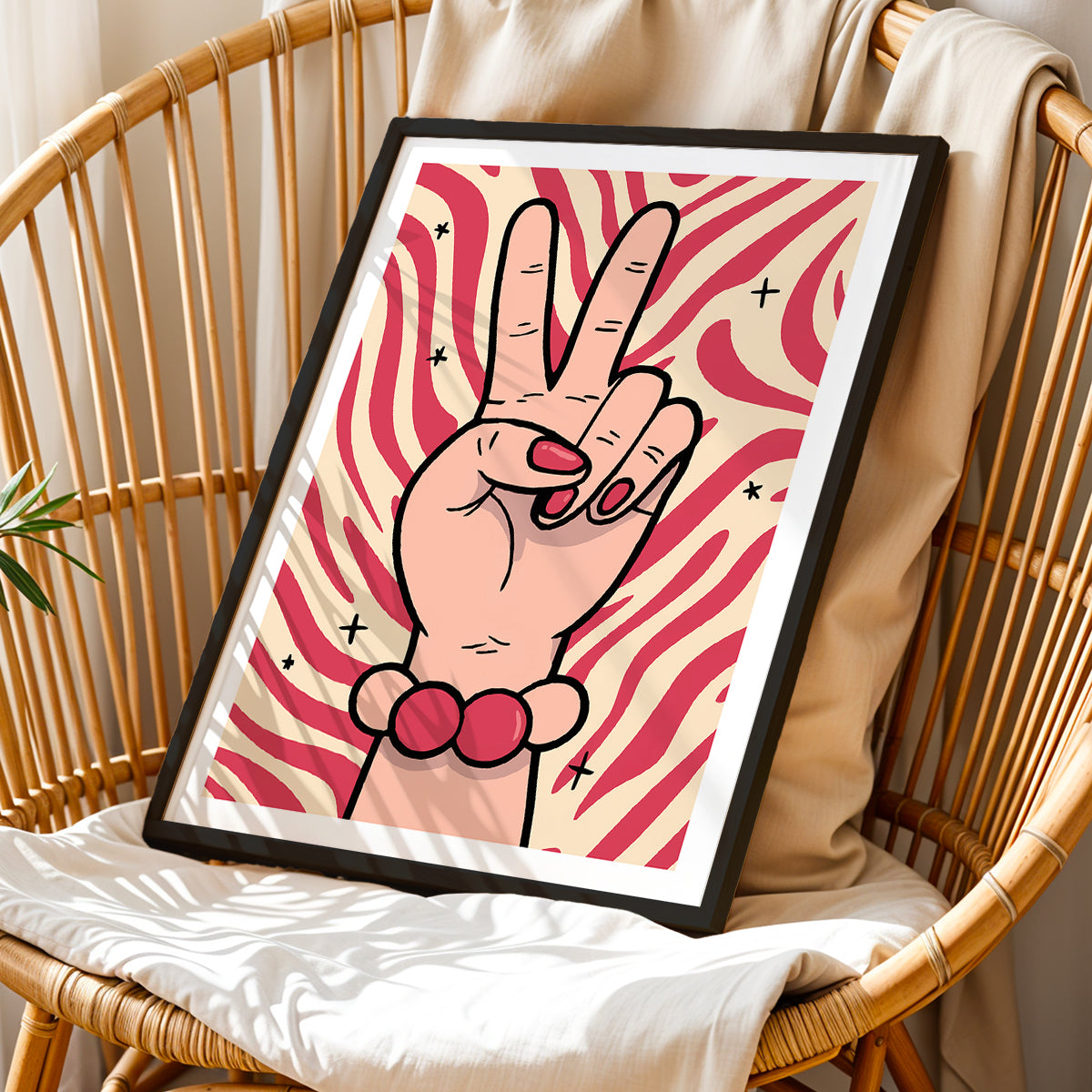 Peace Sign Pop Art Framed Wall Poster