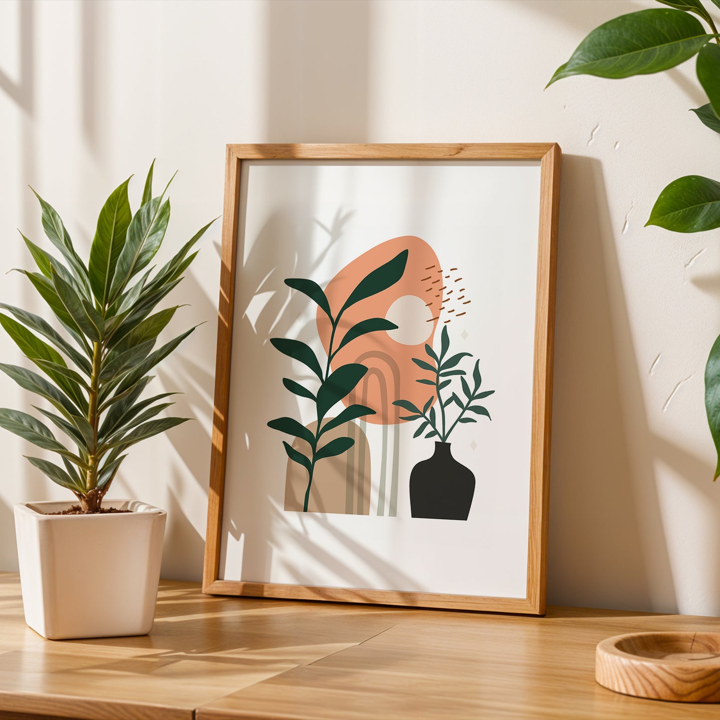 Boho Botanical Vase Wall Frame – Set of 1