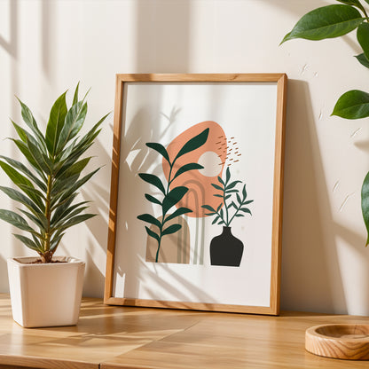 Boho Botanical Vase Wall Frame – Set of 1