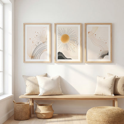 Boho Sun Wall Frames Set of 3