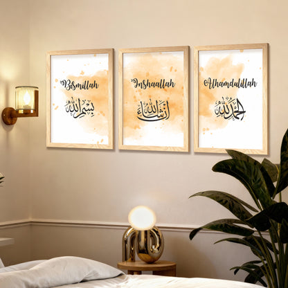 Bismillah, InshaAllah & Alhamdulillah Islamic Wall Art Set – 3