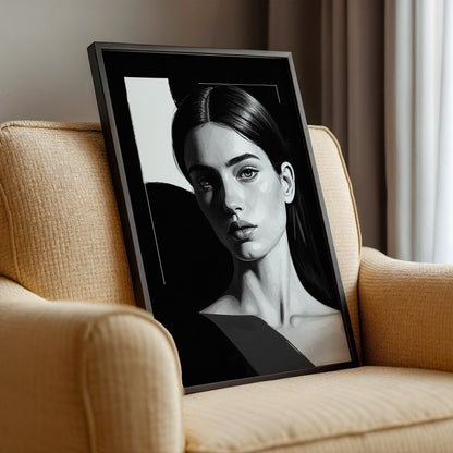 Monochrome Woman Portrait Framed Art Print