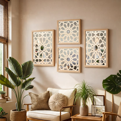Geometric Pattern Wall Mirror Set of 4