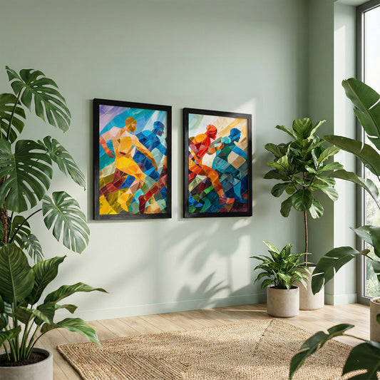 Dynamic Runner Art Poster Set of 2