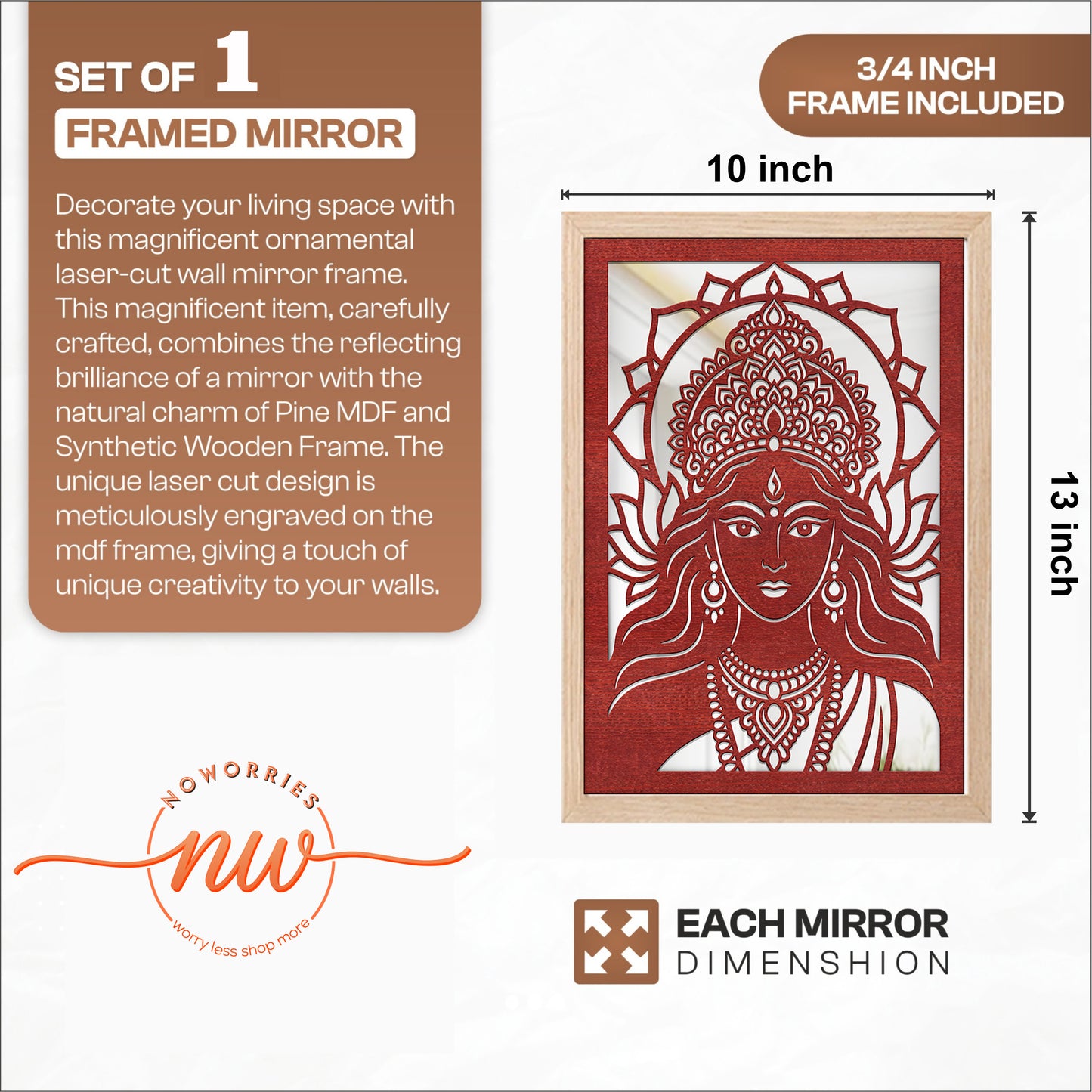 Shri Lakshmi Pinewood Laser Wall Art