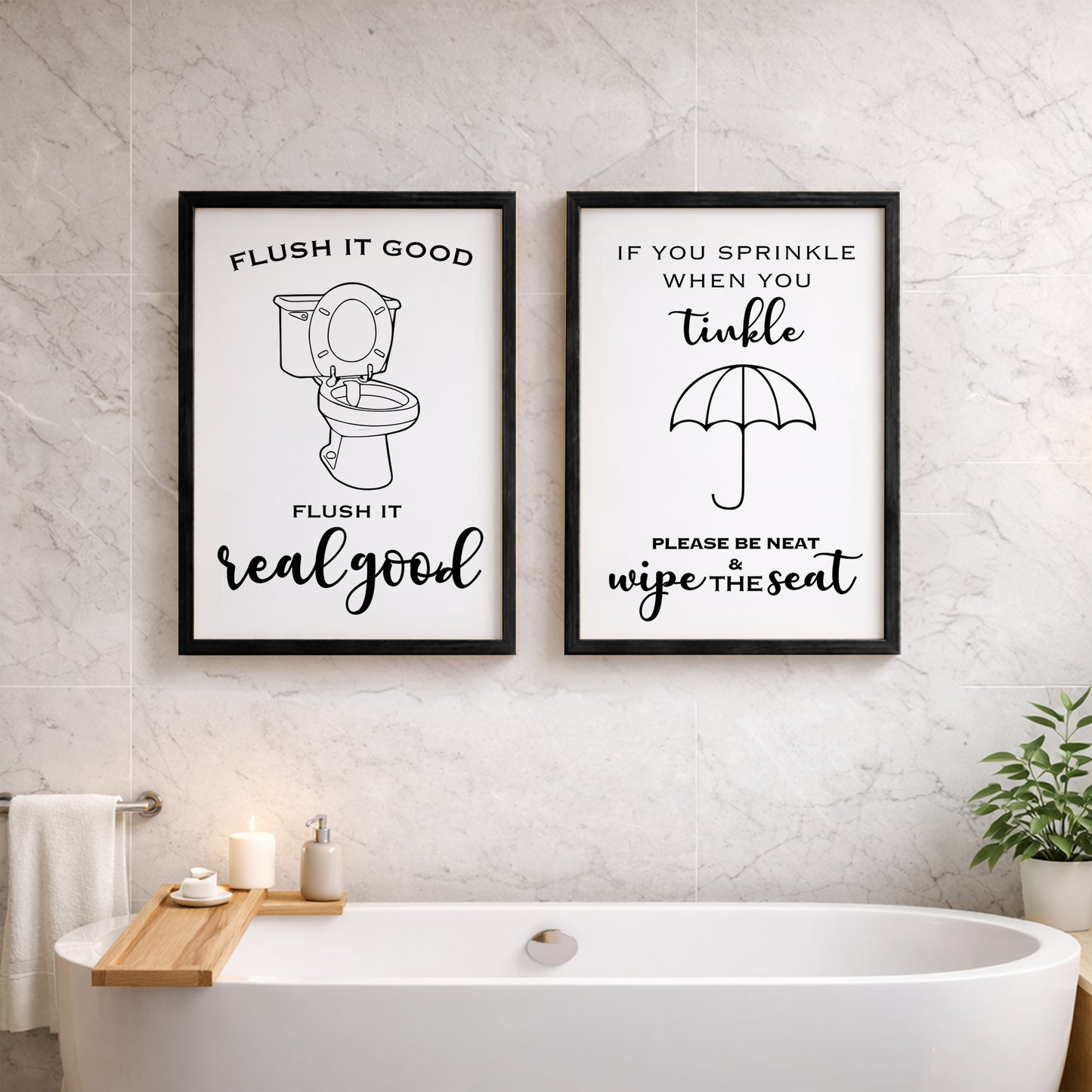 Flush It Good Bathroom Wall Decor Set of 2