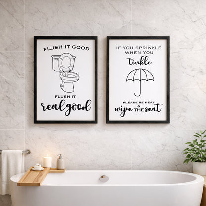 Flush It Good Bathroom Wall Decor Set of 2