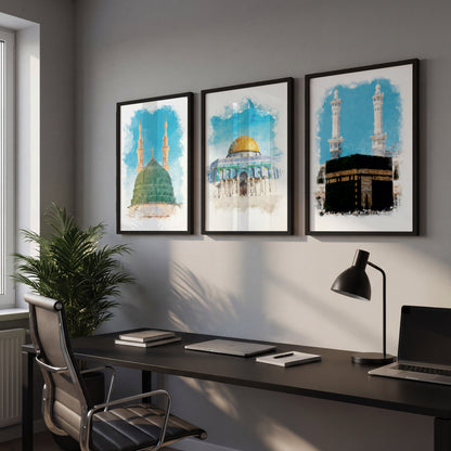 Islamic Sacred Landmarks Wall Art Set – 3