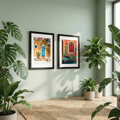 Mediterranean Street Art Wall Frame Set of 2