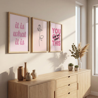 Pink Motivational Wall Frames Set of 3