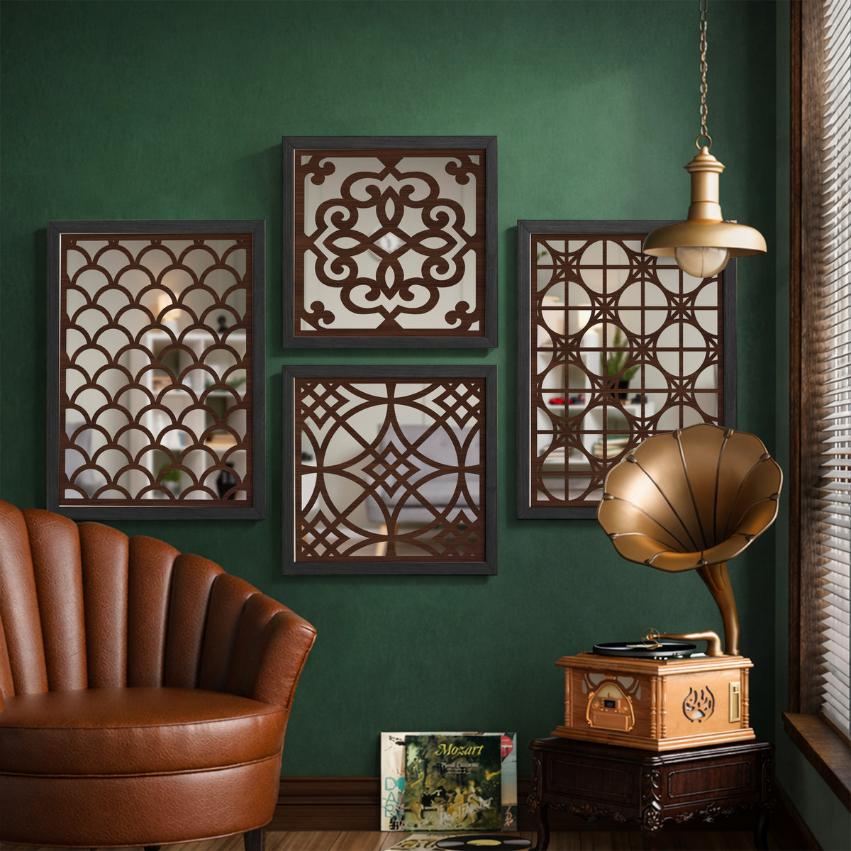 Blush Arabesque Mirror Art Set of 4