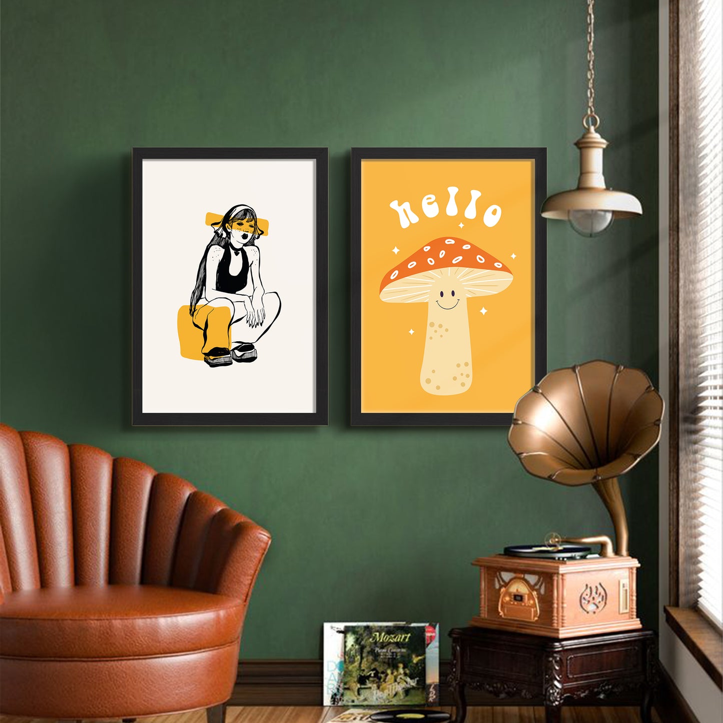 Whimsical Mushroom Framed Set
