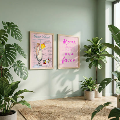 Pink Retro Chic Wall Art Set