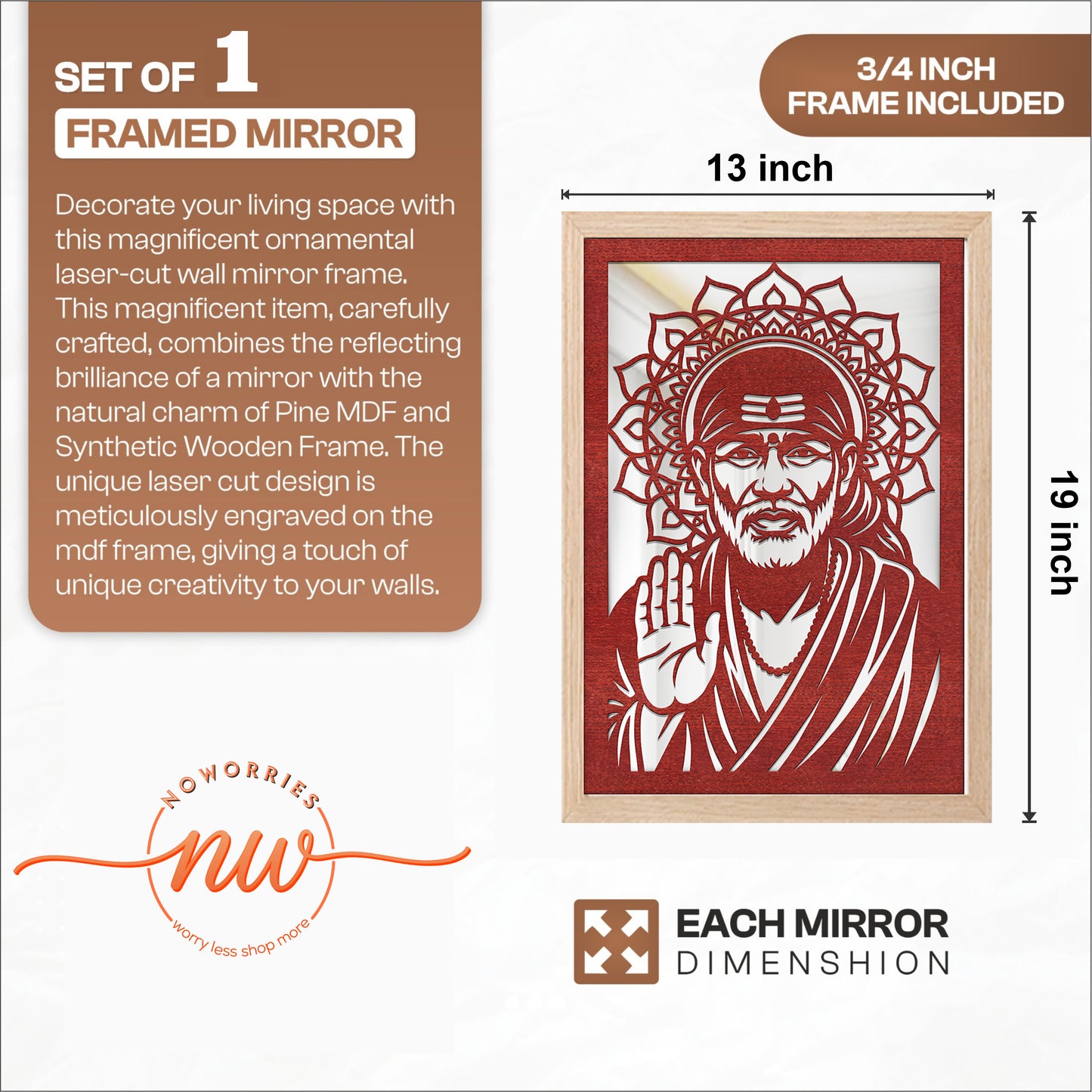 Sai Baba Pinewood Laser wall Art