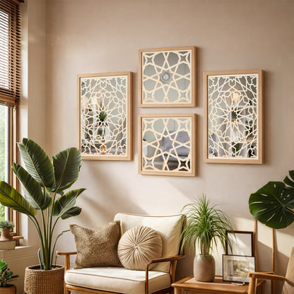 Star Pattern Mirror Set of 4