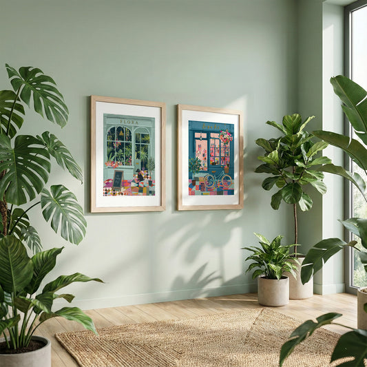 Vintage Café & Bookstore Wall Frame Set of 2