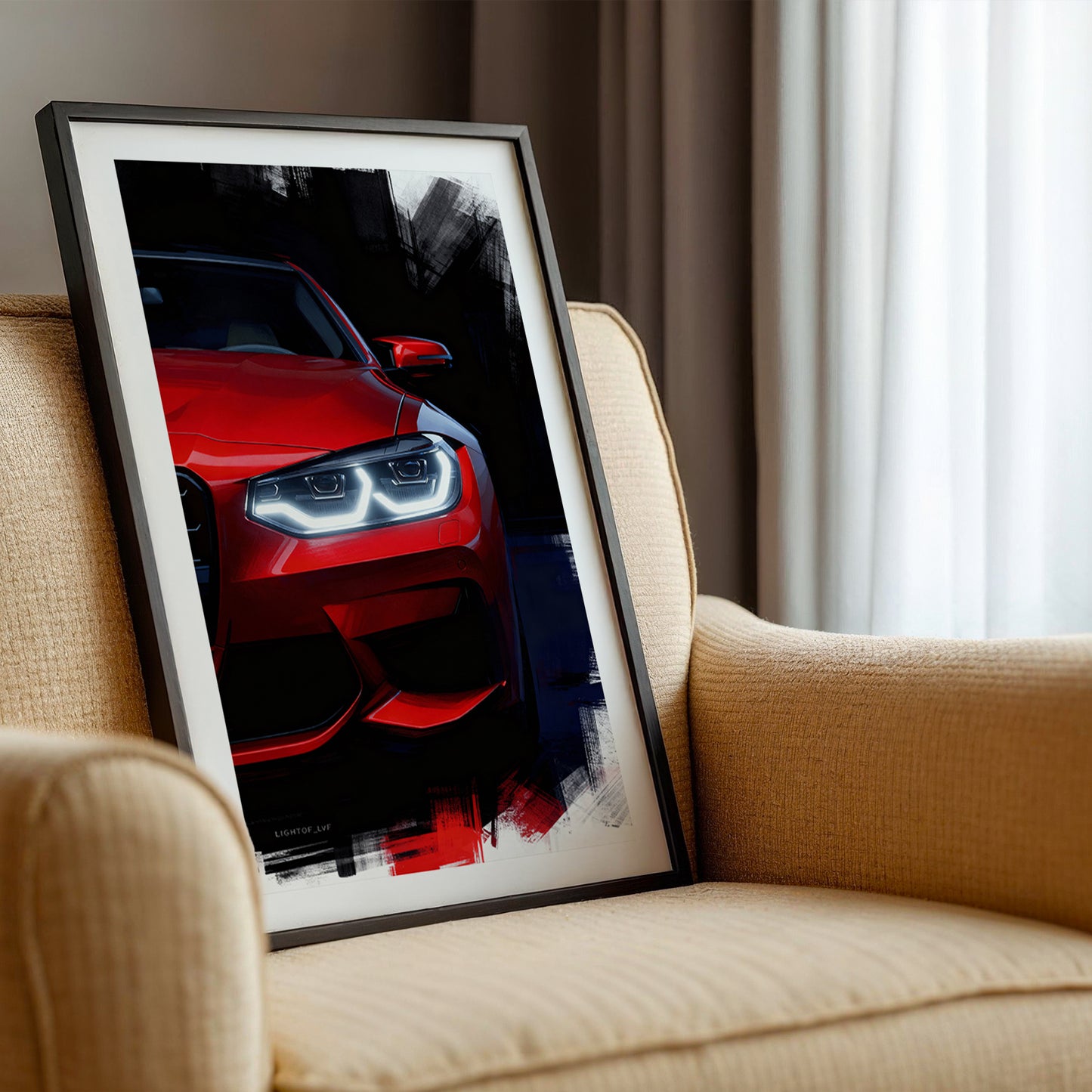 Neon Drift Car Wall Frame Set