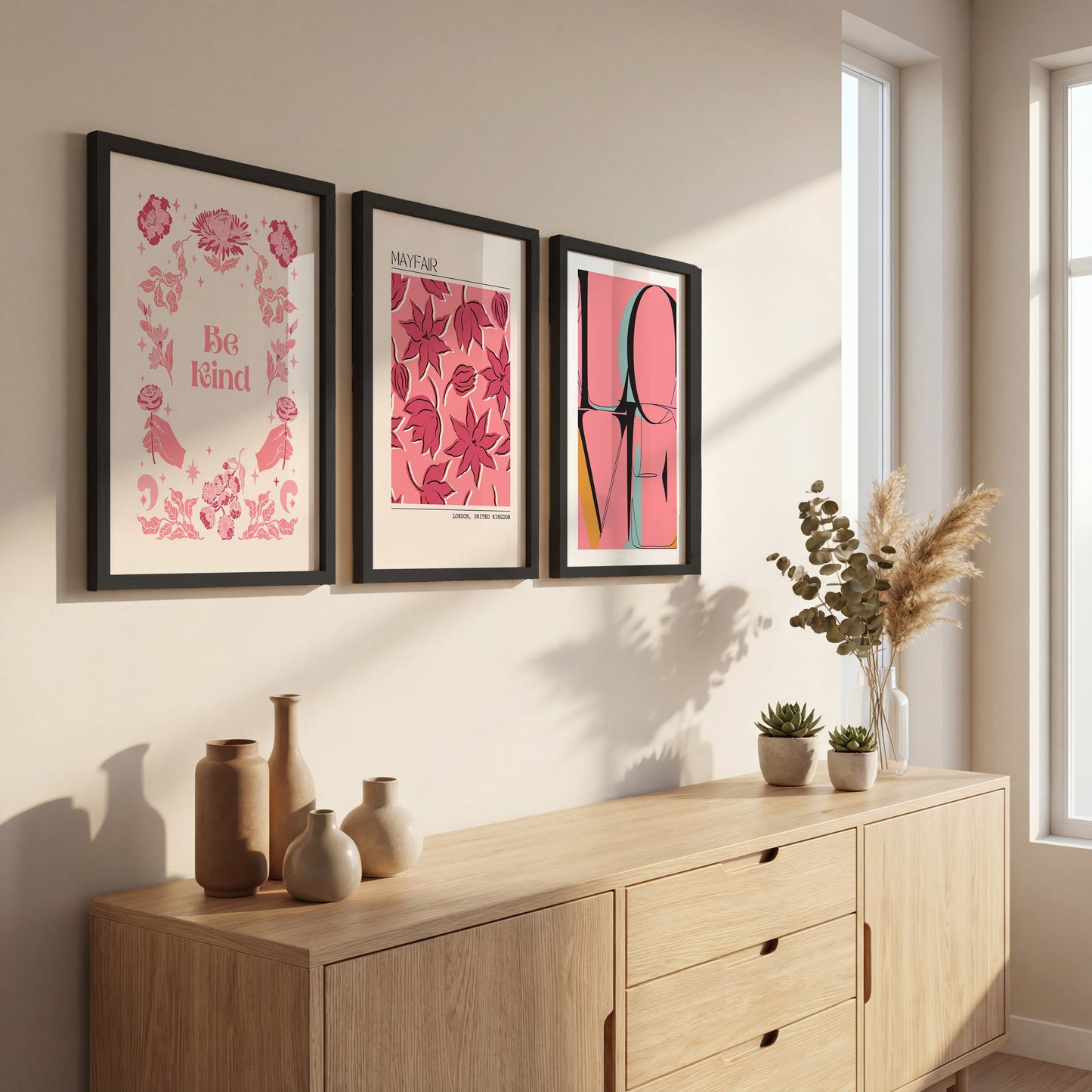 Pink Chic Wall Art Frames Set of 3