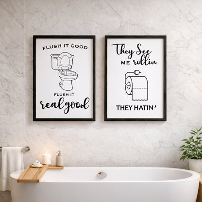 Funny Bathroom Quotes Set of 2