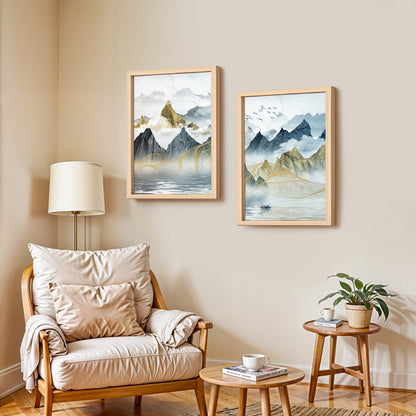 Modern Mountain Art Wall Frame Set of 2
