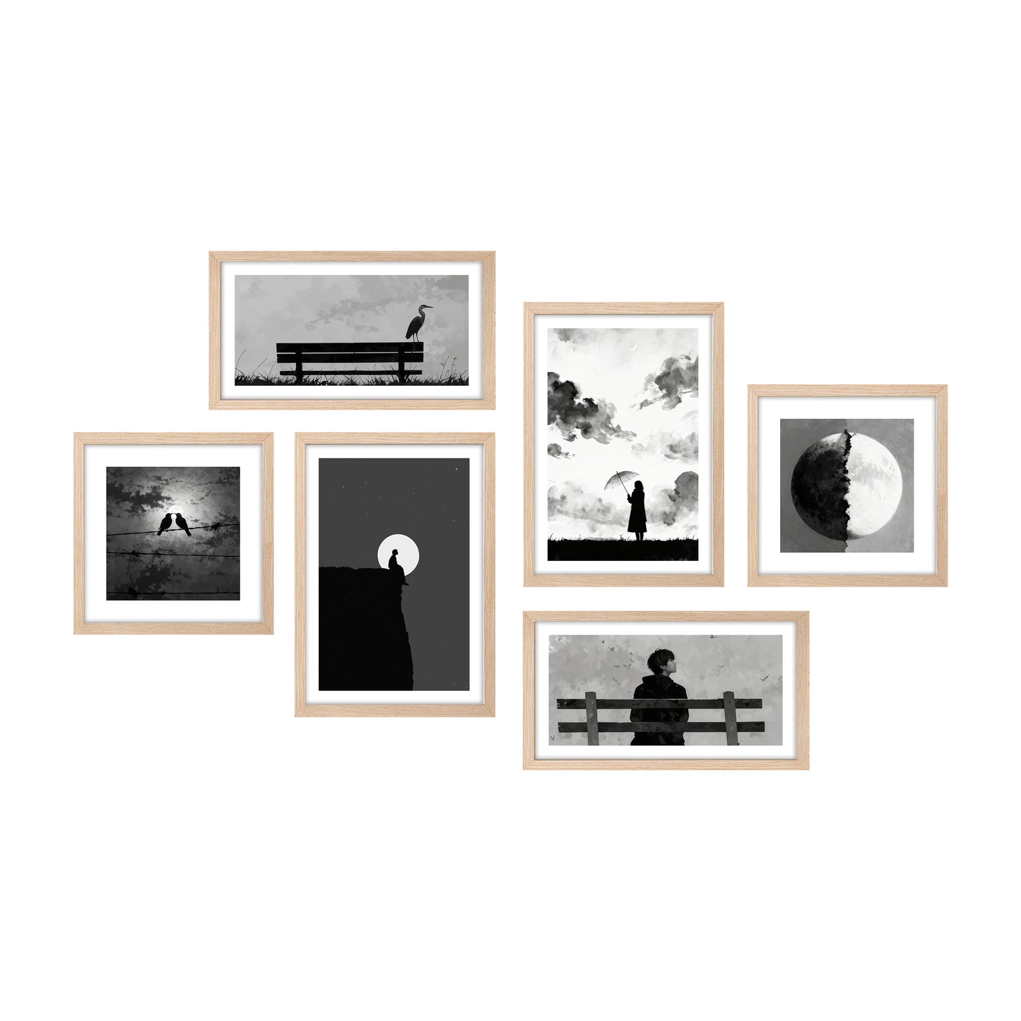 Black & White Minimal Wall Art Set of 6