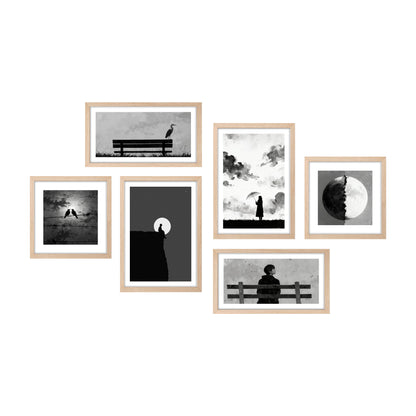 Black & White Minimal Wall Art Set of 6