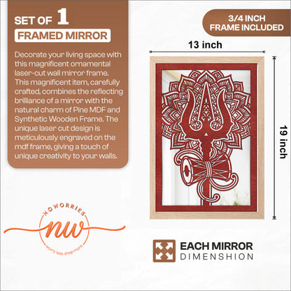 Shiva Trishul Pinewood Laser wall Art