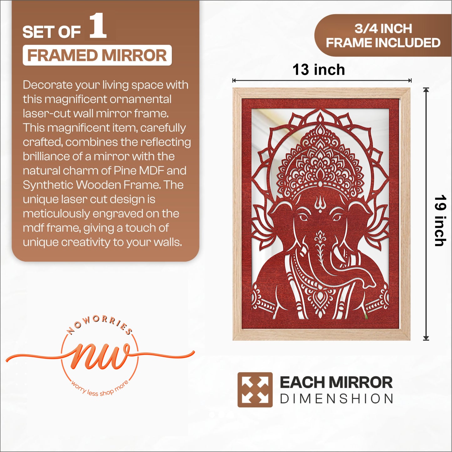Ganesha Pinewood Laser wall Art