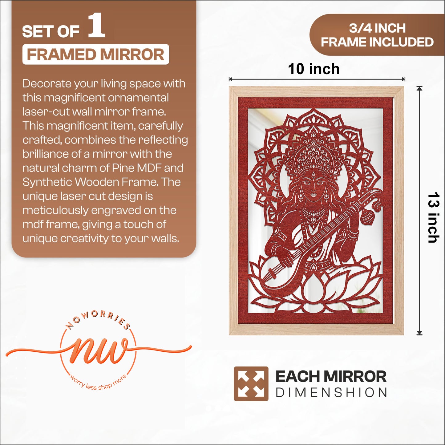 Saraswati Pinewood Laser Wall Art