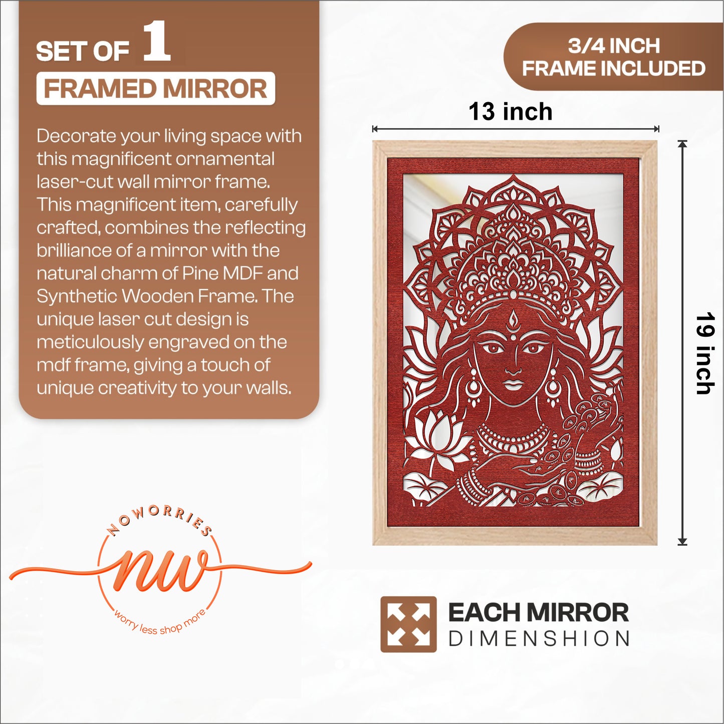 Lakshmi Pinewood Laser wall Art