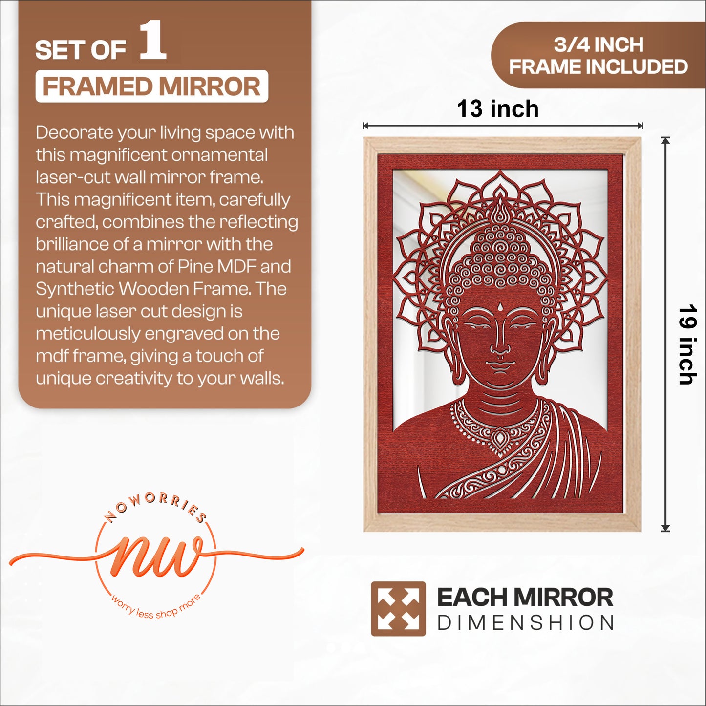 Buddha Pinewood Laser Wall Art