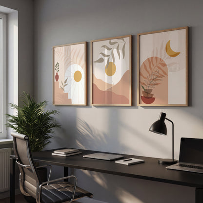 Modern Neutral Landscape Wall Frames Set of 3