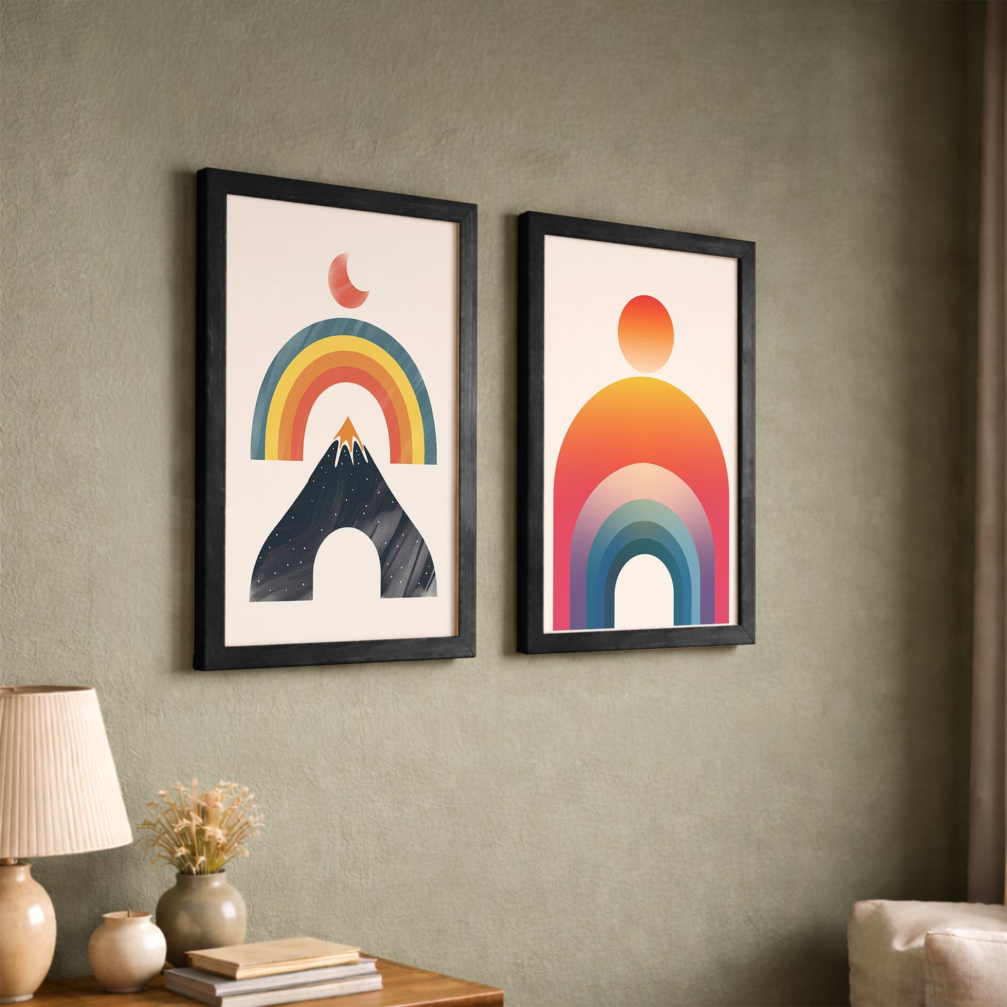 Boho Rainbow Wall Art Set of 2