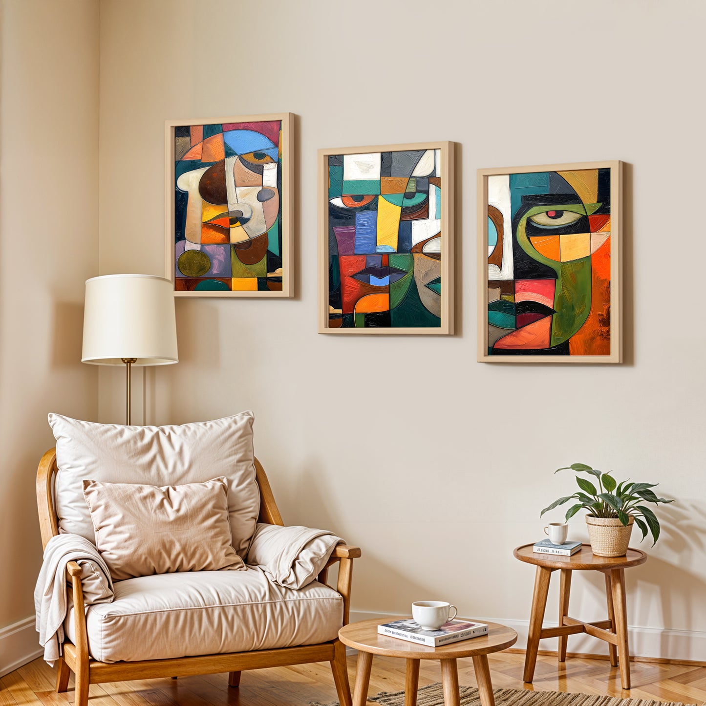 Cubist Face Wall Art Set of 3