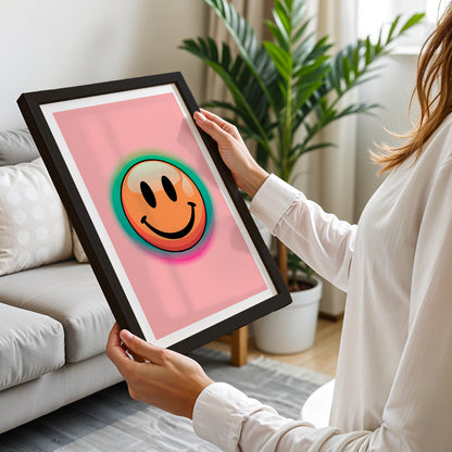 Pastel Smiley Face Aesthetic Framed Poster