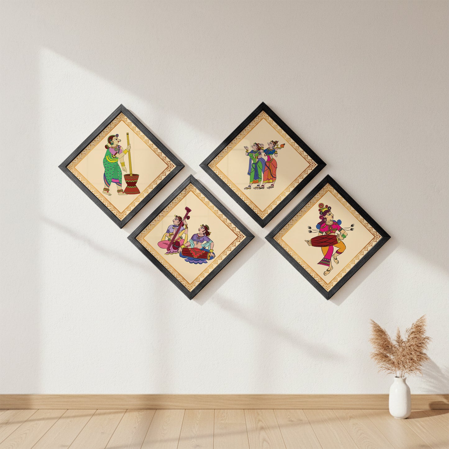 Folk Melody Wall Art Set of 4