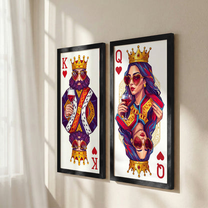 King & Queen Card Art Wall Frame Set of 2
