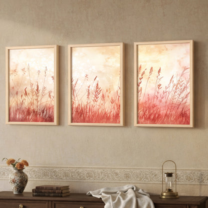 Blush Wildflower Botanical Wall Frames Set of 3