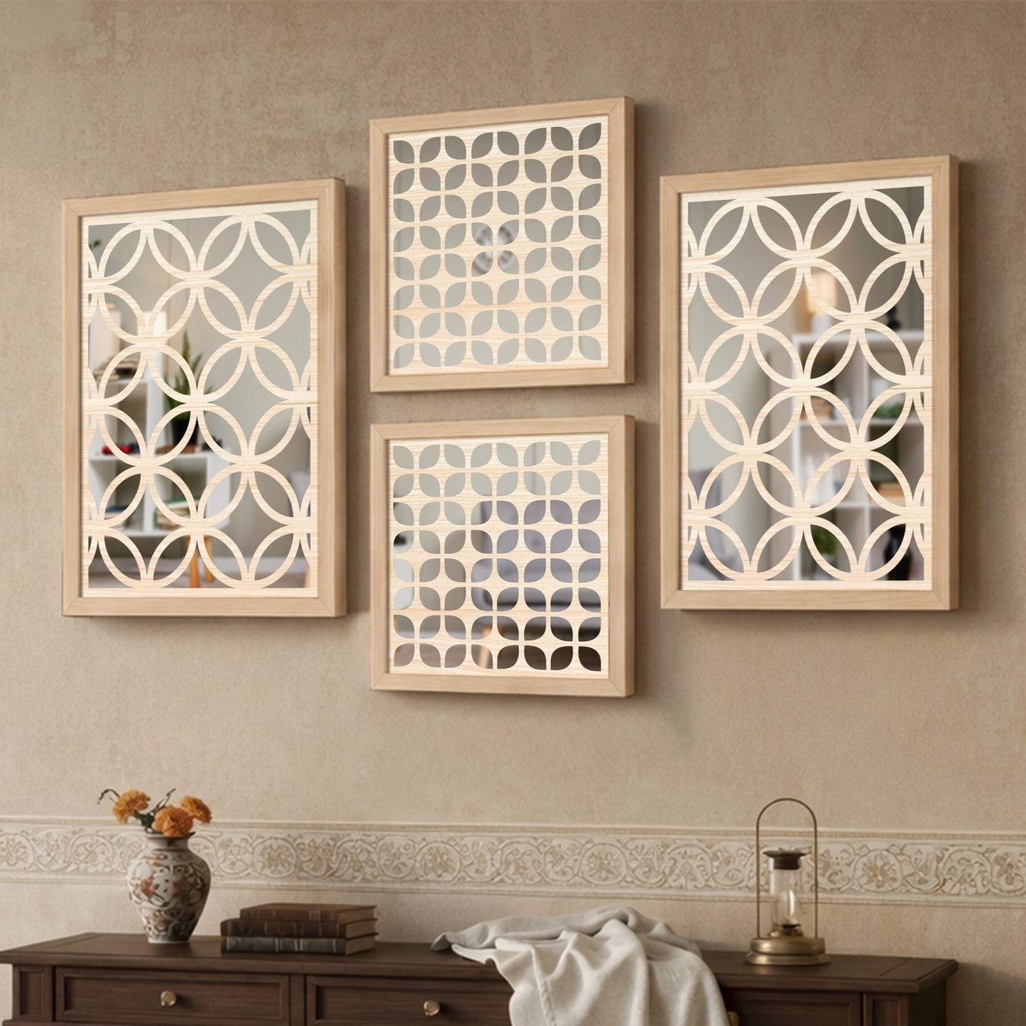 Circular Pattern Mirror Set of 4
