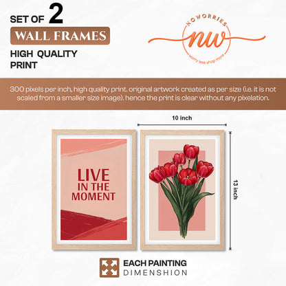 Live in the Moment Floral Wall Art Set of 2
