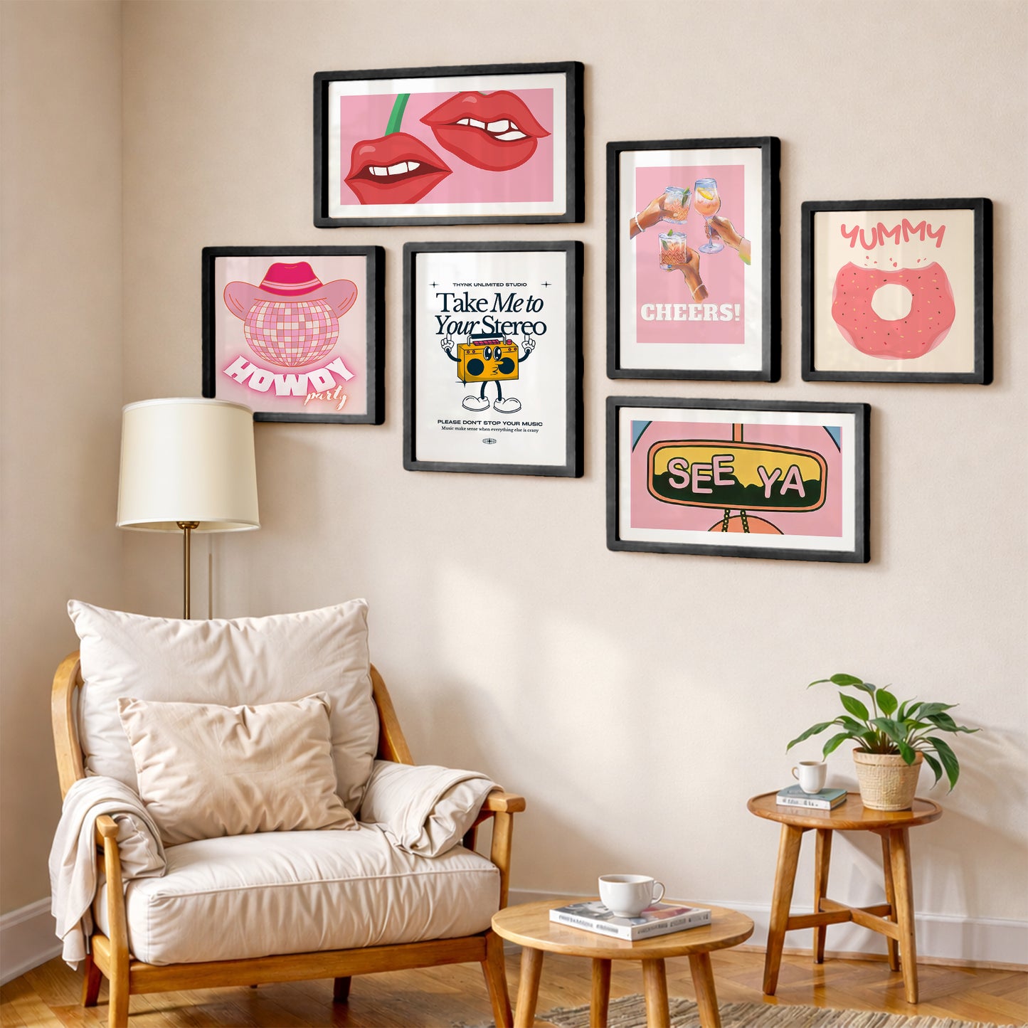 Bubblegum Wall Art Set of 6