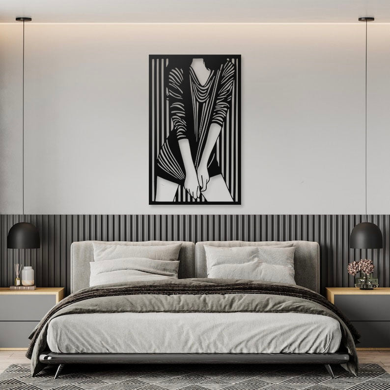 Abstract Woman Pinewood Wall Art