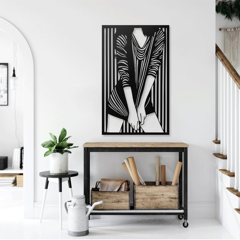 Abstract Woman Pinewood Wall Art