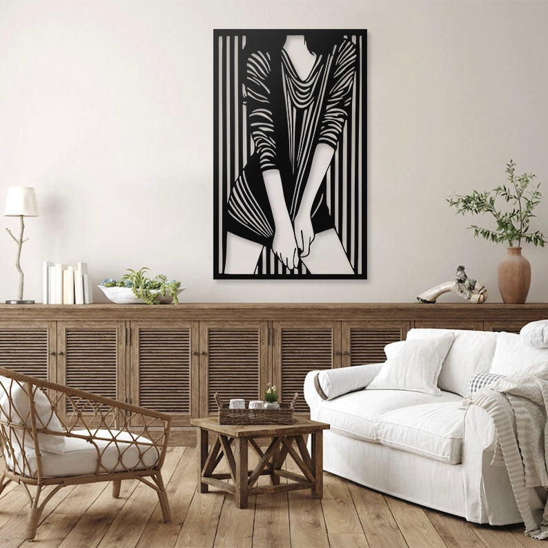 Abstract Woman Pinewood Wall Art
