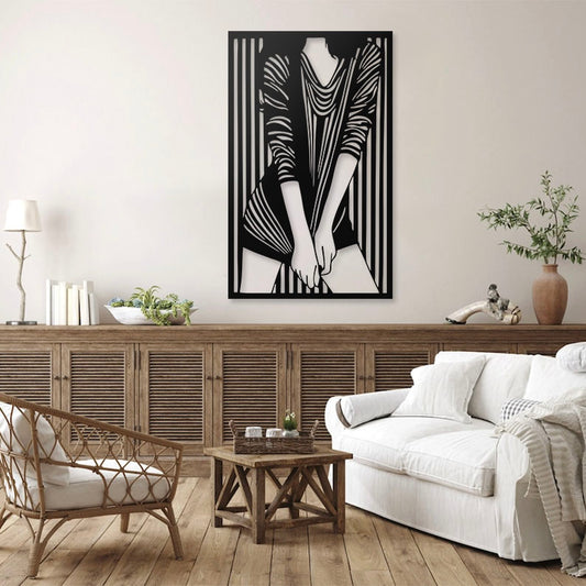 Abstract Woman Pinewood Wall Art