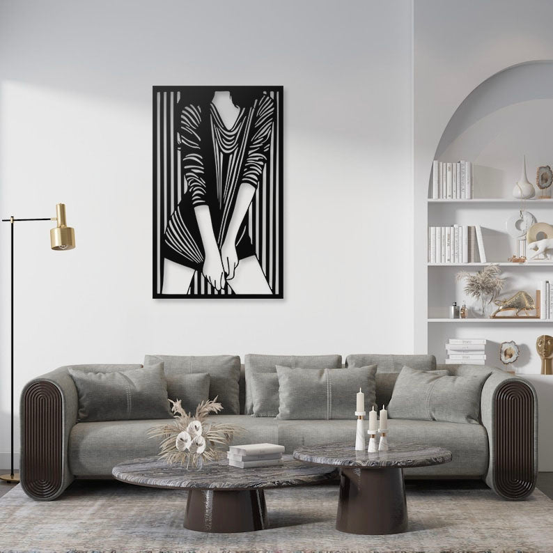 Abstract Woman Pinewood Wall Art