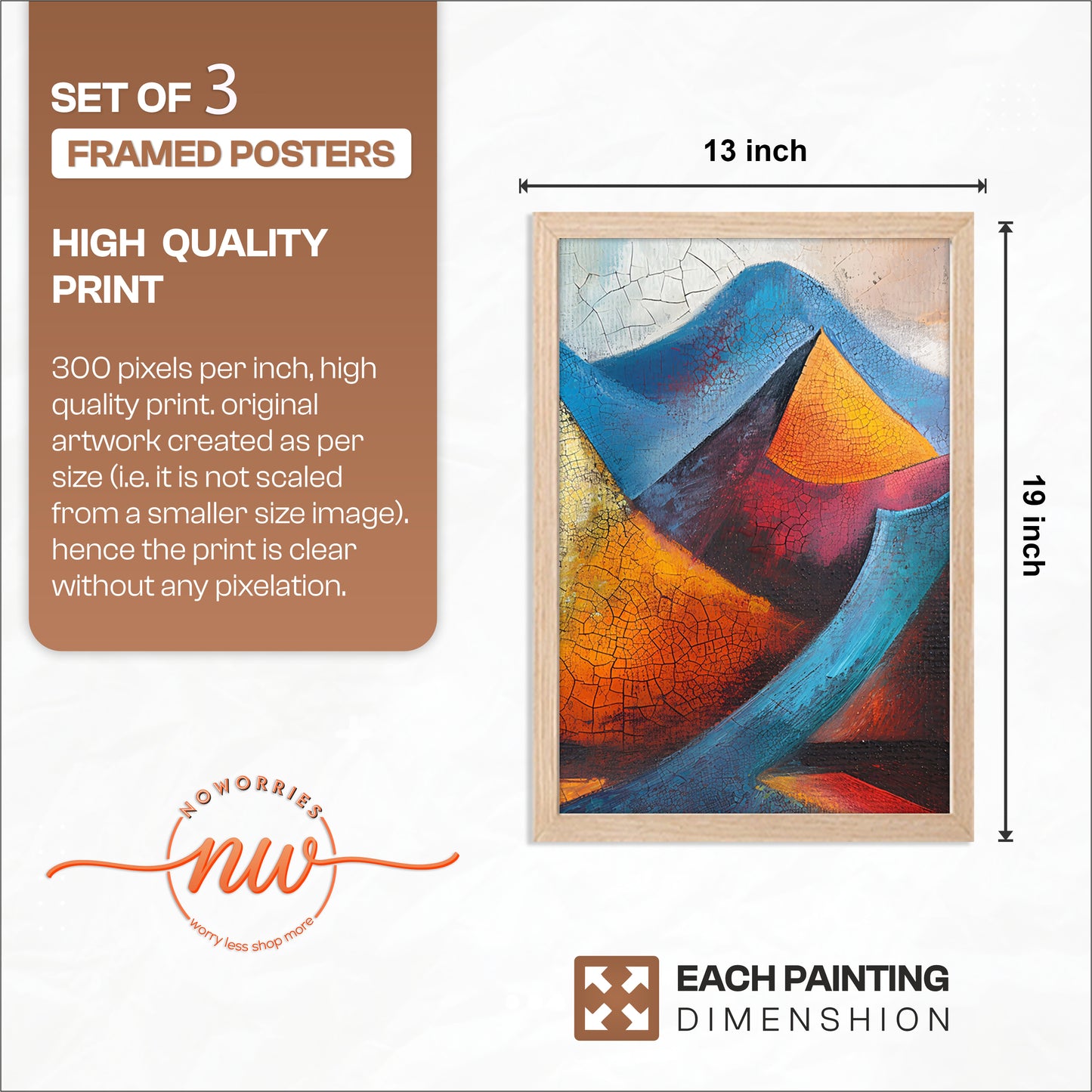 Abstract Peaks Wall Art Set of 3