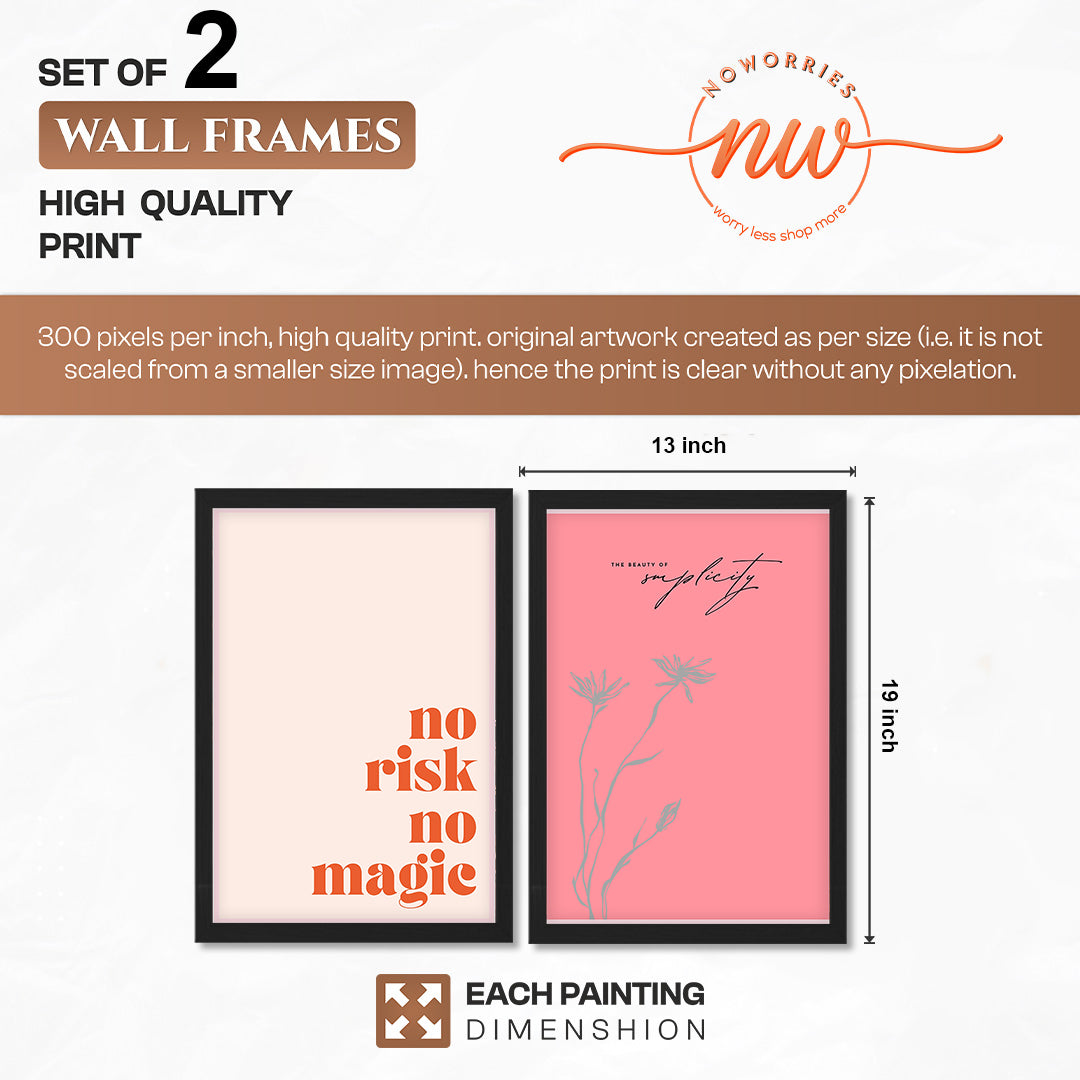 No Risk No Magic Inspirational Wall Art Set of 2