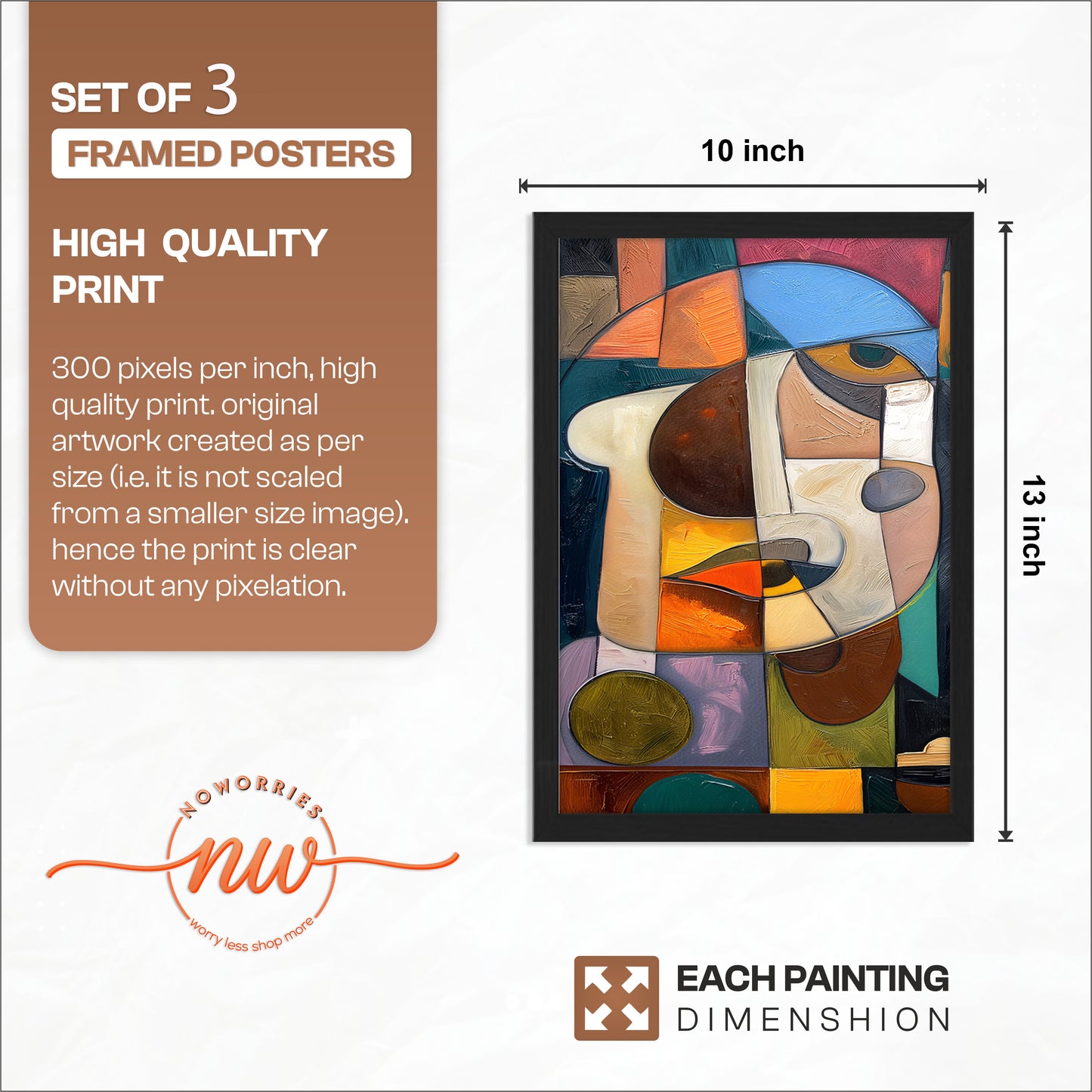 Cubist Face Wall Art Set of 3