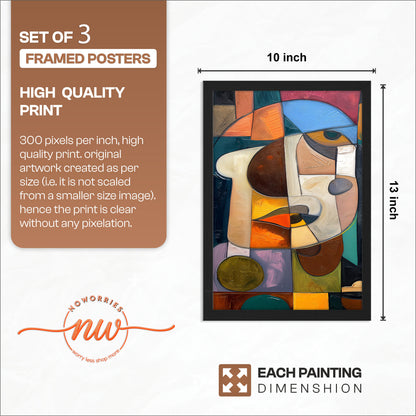 Cubist Face Wall Art Set of 3